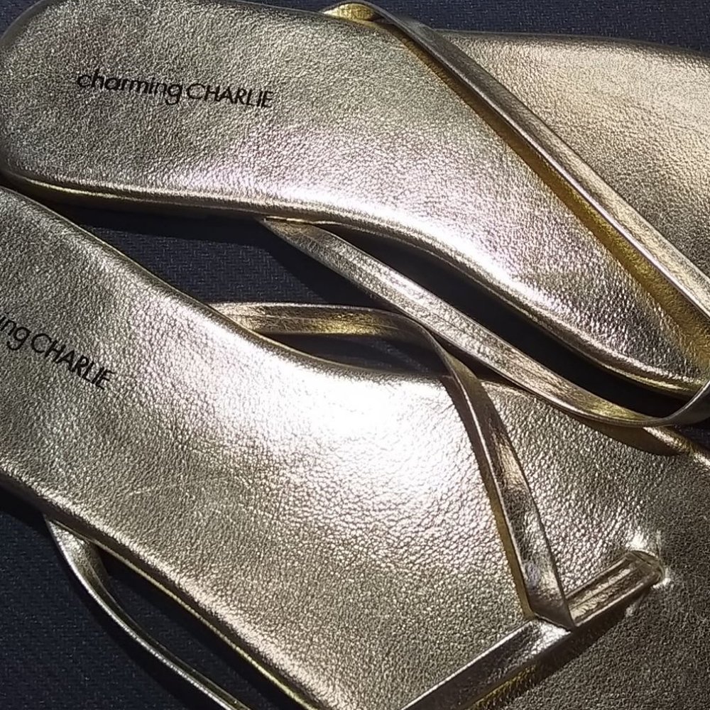 4/$30 CHARMING CHARLIE GOLD FLIPFLOPS